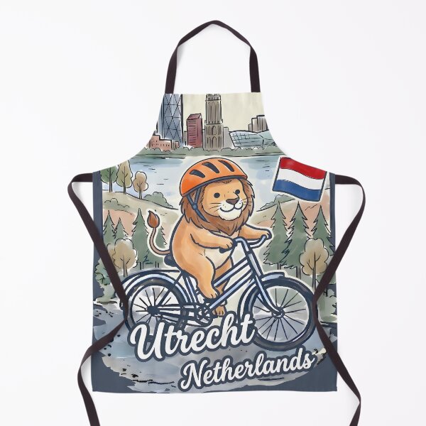 Item preview, Utrecht Netherlands Bicycling Lion Cute Cyclist Skyline designed and sold by HowToCanadian.