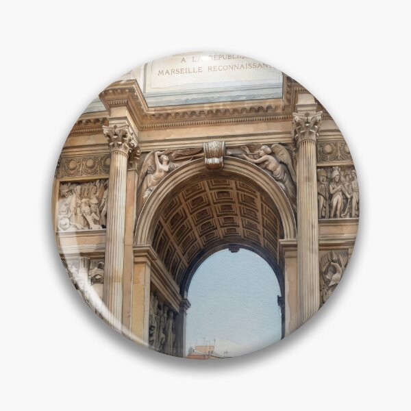 Item preview, Arc de Triomphe Marseille in Watercolor Style — Digital Art from Real Photography | French Historical Monument Landscape designed and sold by M.ALK.Watercolor.