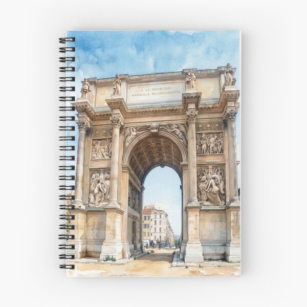 Item preview, Arc de Triomphe Marseille in Watercolor Style — Digital Art from Real Photography | French Historical Monument Landscape designed and sold by M.ALK.Watercolor.