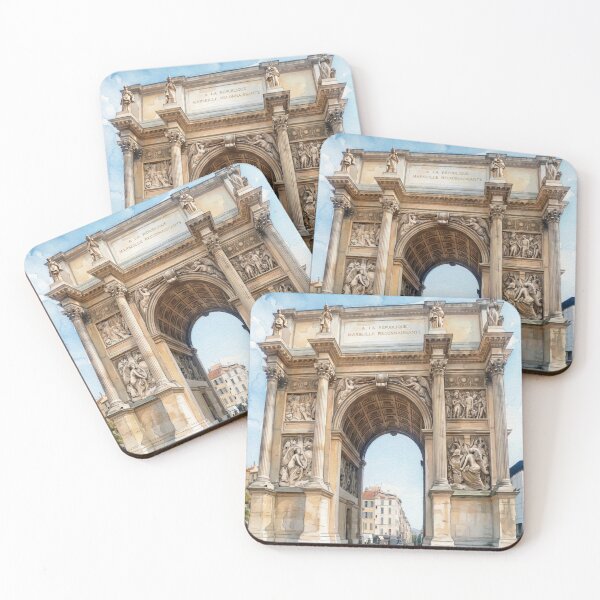 Item preview, Arc de Triomphe Marseille in Watercolor Style — Digital Art from Real Photography | French Historical Monument Landscape designed and sold by M.ALK.Watercolor.