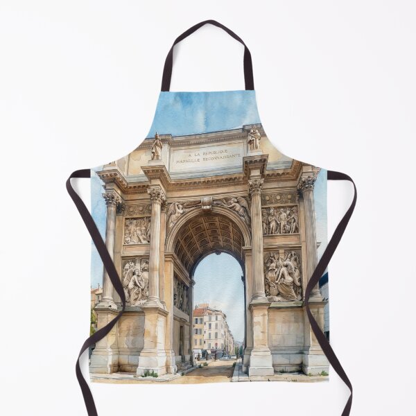 Item preview, Arc de Triomphe Marseille in Watercolor Style — Digital Art from Real Photography | French Historical Monument Landscape designed and sold by M.ALK.Watercolor.