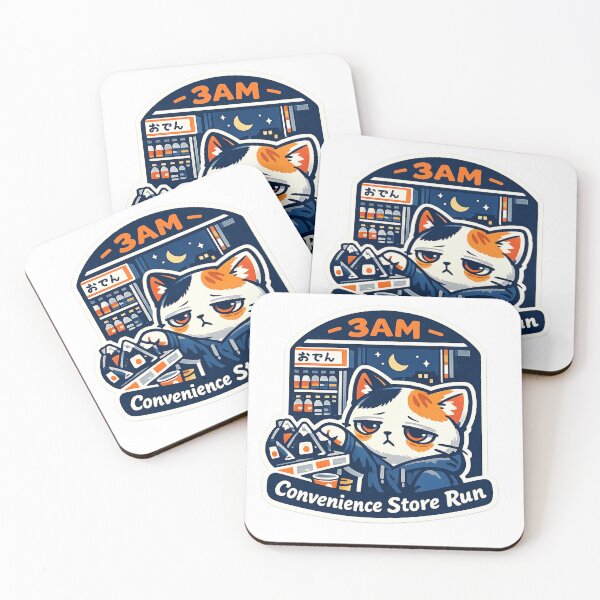 Item preview, 3AM Convenience Store Run Cat Sticker | Japanese Kawaii Cat Decal designed and sold by CozyNekoClub.