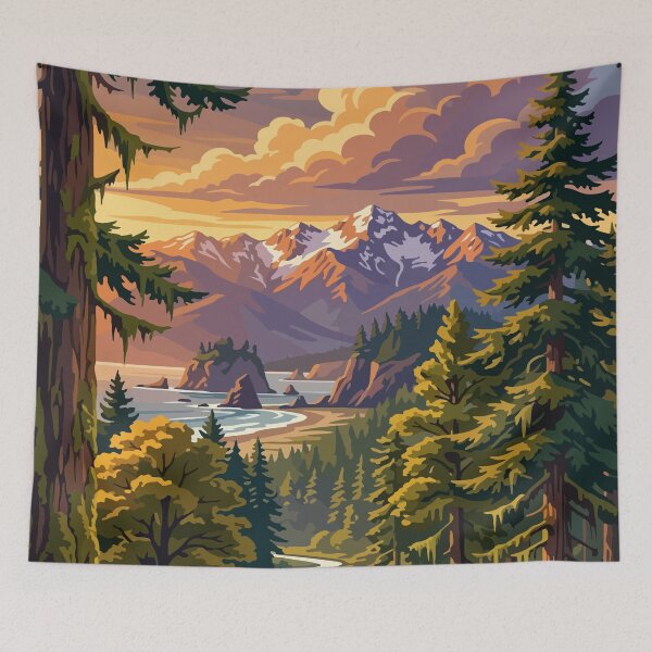 Item preview, Olympic National Park USA Travel Vintage designed and sold by RareDeerArt.