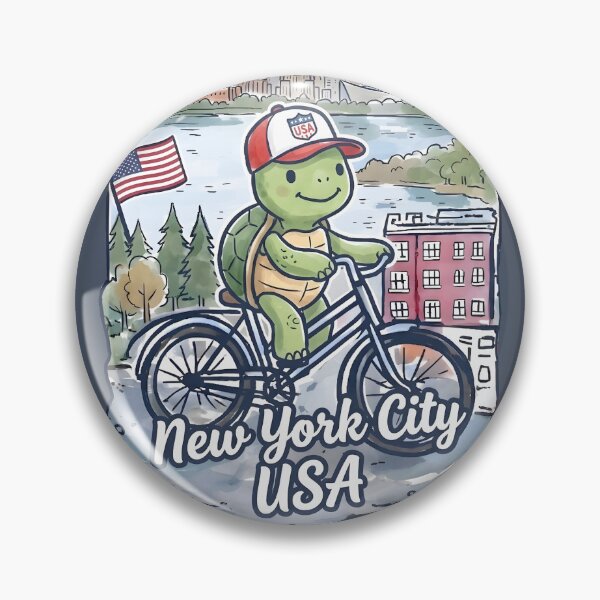 Item preview, New York City Bicycling Turtle Cute Cyclist Skyline  designed and sold by HowToCanadian.