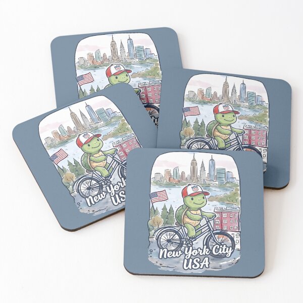 Item preview, New York City Bicycling Turtle Cute Cyclist Skyline  designed and sold by HowToCanadian.