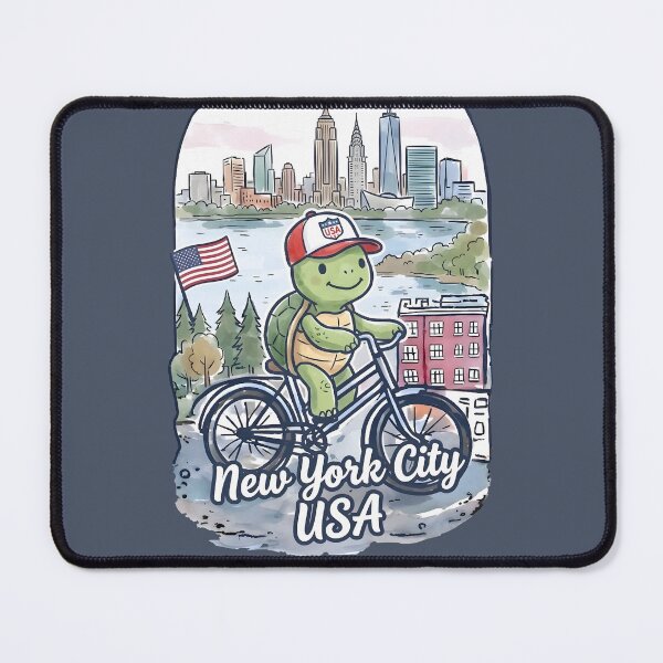 Item preview, New York City Bicycling Turtle Cute Cyclist Skyline designed and sold by HowToCanadian.