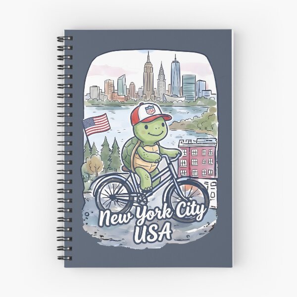 Item preview, New York City Bicycling Turtle Cute Cyclist Skyline  designed and sold by HowToCanadian.