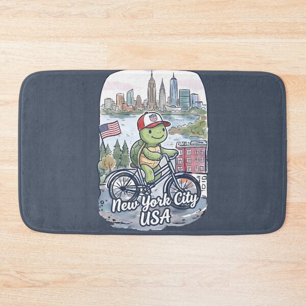 Item preview, New York City Bicycling Turtle Cute Cyclist Skyline  designed and sold by HowToCanadian.