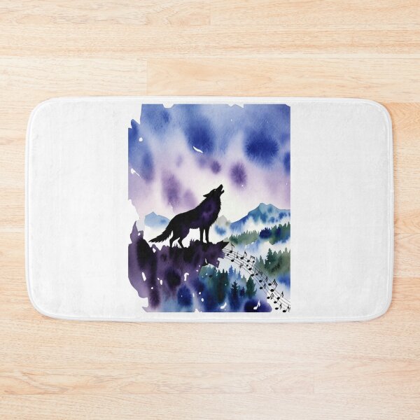 Item preview, Howling Wolf Music Notes Mountain Watercolor  designed and sold by NatureHarmony16.