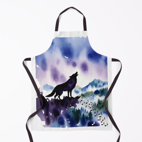 Item preview, Howling Wolf Music Notes Mountain Watercolor designed and sold by NatureHarmony16.