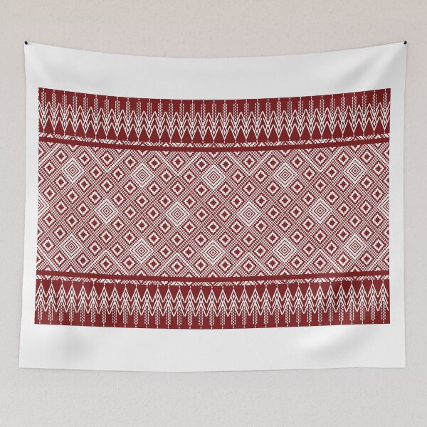Item preview, Ikat and Thai-inspired textile pattern featuring geometric designed and sold by Line-Aura.