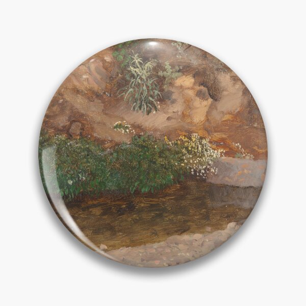 Item preview, Sunlit Stream Bank, Lush Forest Landscape Nature Print designed and sold by Ariadne-Creates.