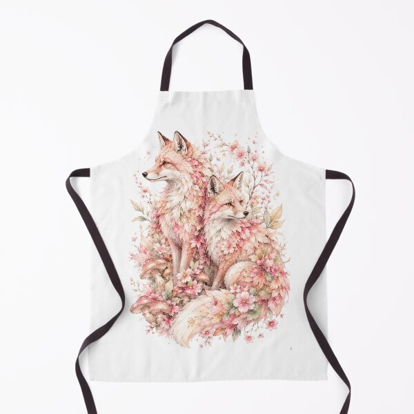 Artikelvorschau, Aquarellbild eines rosa Fuchspaares, romantischer Kirschblütenwald-Druck entworfen und verkauft von Panom Suavichien.