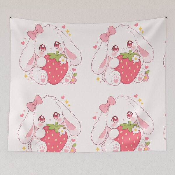 Item preview, Cute Strawberry Bunny Cartoon Art designed and sold by StickersHul.