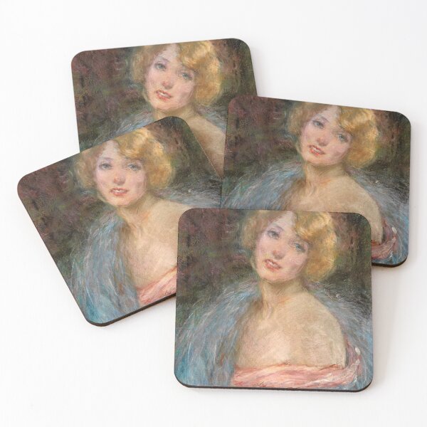 Item preview, Blonde Girl with Boa, Vintage Pastel Art Print designed and sold by Ariadne-Creates.