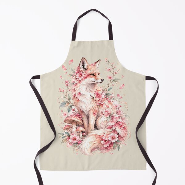 Item preview, Pink Fox Watercolor Art, Whimsical Cherry Blossom Forest Spirit Mushroom Print designed and sold by Panom Suavichien.