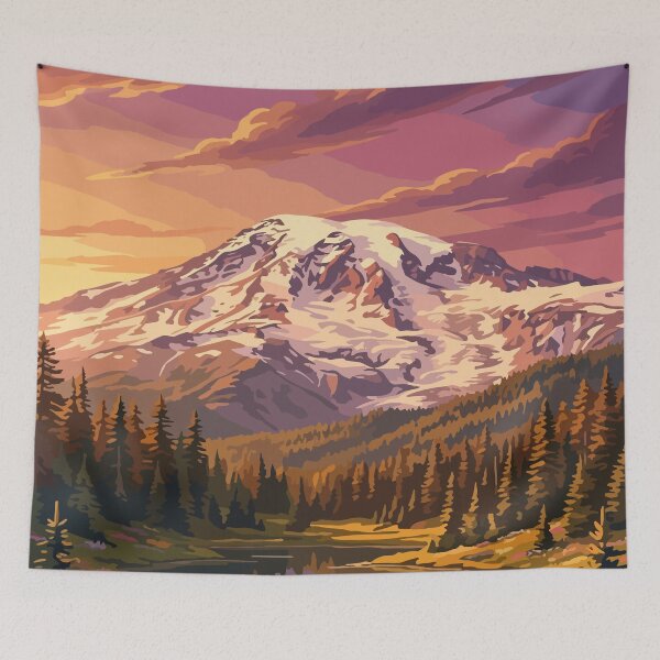 Item preview, Mount Rainier National Park USA Travel Vintage designed and sold by RareDeerArt.