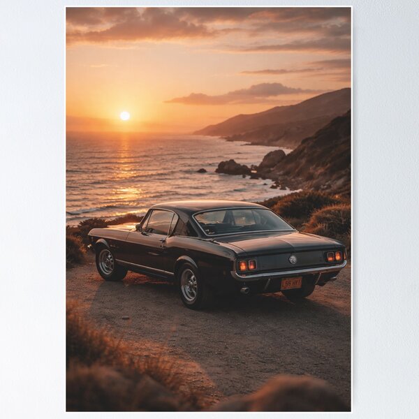 Item preview, Classic muscle car vintage car by the sea at sunset designed and sold by Mauswohn.