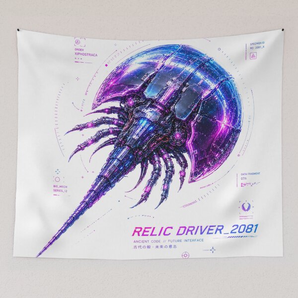 Item preview, Relic Driver 2081 Cyber Horseshoe Crab – Ancient Code Future Interface Design designed and sold by FusiTink.