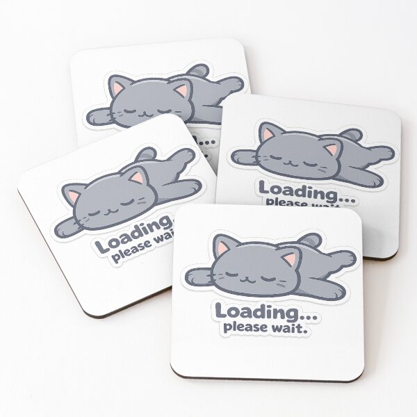 Item preview, Loading Please Wait Cat Sticker | Sleepy Flop Cat Kawaii Decal designed and sold by CozyNekoClub.