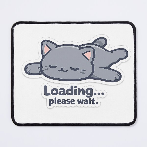 Item preview, Loading Please Wait Cat Sticker | Sleepy Flop Cat Kawaii Decal designed and sold by CozyNekoClub.