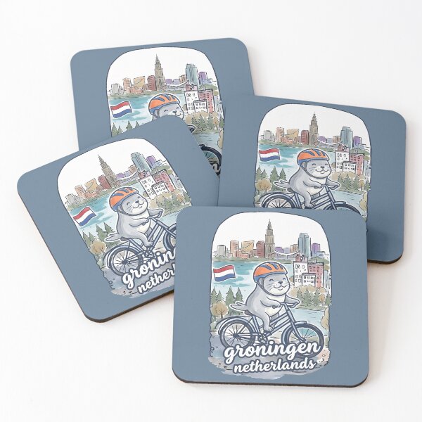 Item preview, Groningen Netherlands Bicycling Seal Cute Cyclist Skyline  designed and sold by HowToCanadian.