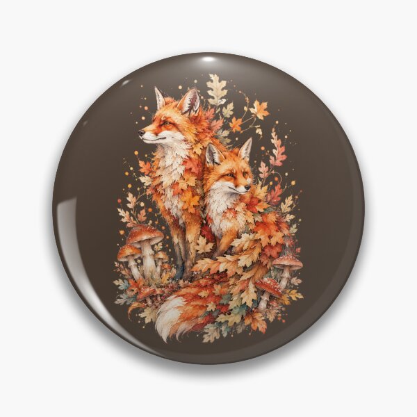 Item preview, Autumn Fox Couple Watercolor Art, Whimsical Forest Spirit Fall Mushroom Print designed and sold by Panom Suavichien.