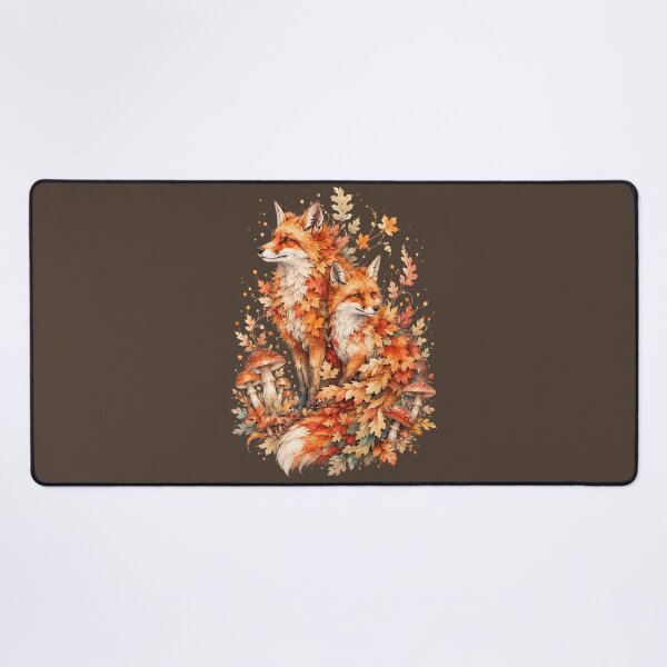 Item preview, Autumn Fox Couple Watercolor Art, Whimsical Forest Spirit Fall Mushroom Print designed and sold by Panom Suavichien.