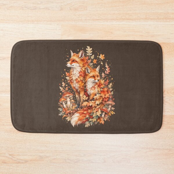 Item preview, Autumn Fox Couple Watercolor Art, Whimsical Forest Spirit Fall Mushroom Print designed and sold by Panom Suavichien.