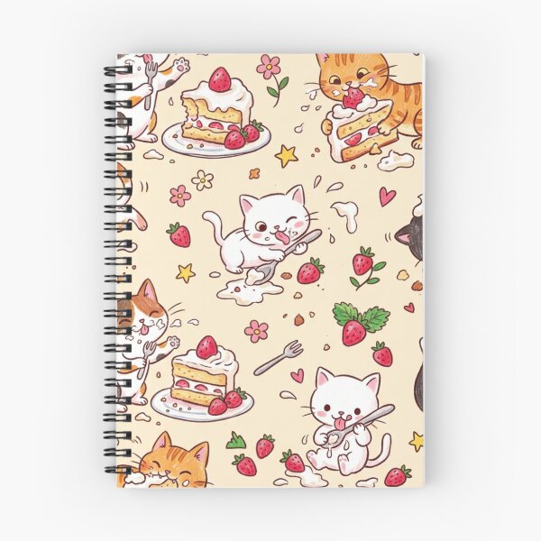 Item preview, Cute Kawaii Cats Eating Strawberry Shortcake Pattern designed and sold by TaiwanMemory.