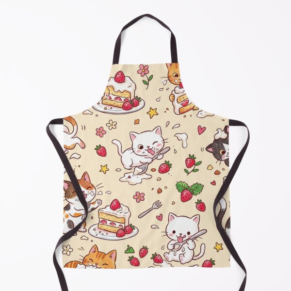 Item preview, Cute Kawaii Cats Eating Strawberry Shortcake Pattern designed and sold by TaiwanMemory.