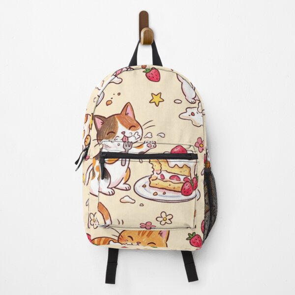 Item preview, Cute Kawaii Cats Eating Strawberry Shortcake Pattern designed and sold by TaiwanMemory.