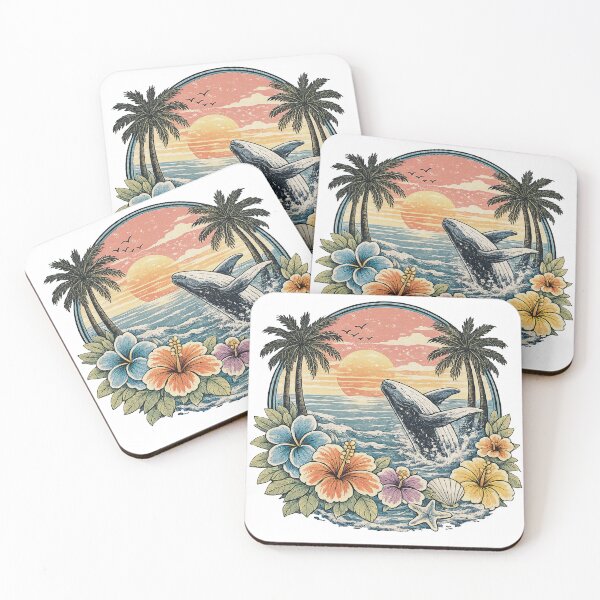 Item preview, Tropical Aesthetic Whale Sunset - Vintage Coastal Beachcore Art designed and sold by station-one.