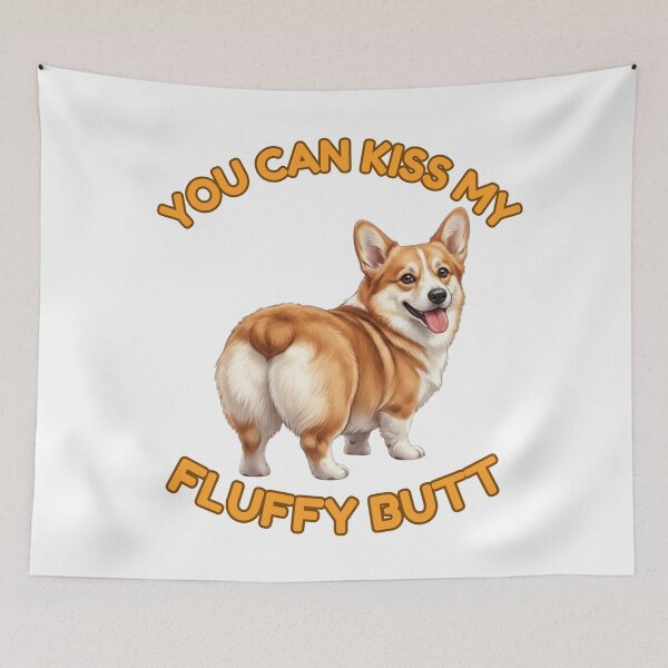 Item preview, You Can Kiss My Fluffy Butt – Funny Golden Corgi Meme designed and sold by DailyStruggleCo.