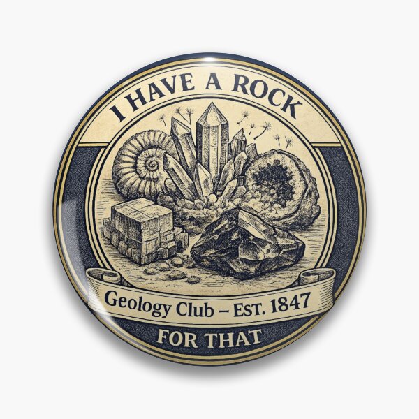 Item preview, I Have a Rock for That Geology Club Vintage Badge designed and sold by CalmCapy Co.
