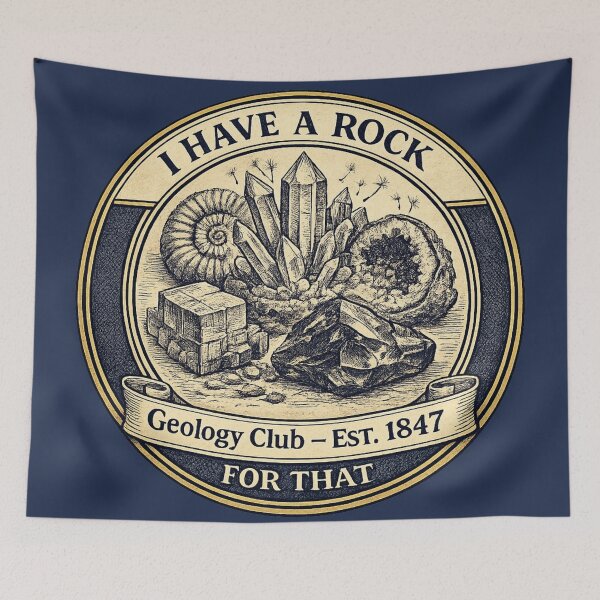 Item preview, I Have a Rock for That Geology Club Vintage Badge designed and sold by CalmCapy Co.