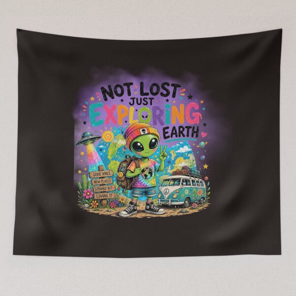 Item preview, Not Lost Just Exploring Earth Alien Shirt | Cute Space Traveler UFO Graphic | Retro Hippie Cosmic Adventure Design designed and sold by Ashes to Artistry.