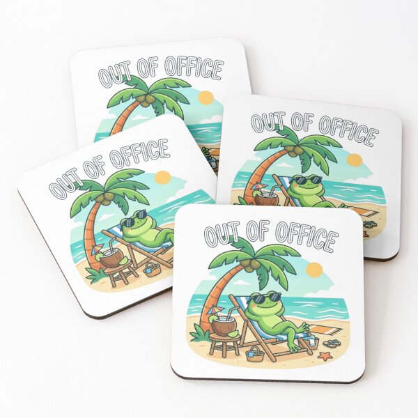 Item preview, Out Of Office Frog Sticker | Funny Summer Beach Vacation Frog designed and sold by TheCosyCarriage.