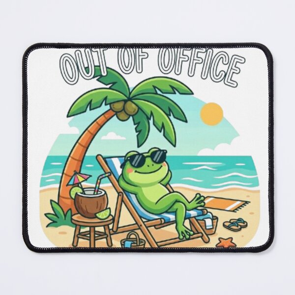 Item preview, Out Of Office Frog Sticker | Funny Summer Beach Vacation Frog designed and sold by TheCosyCarriage.