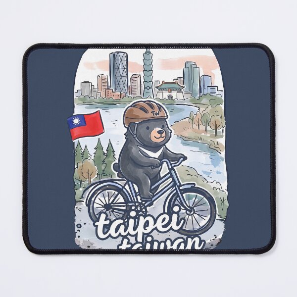 Item preview, Taipei Taiwan Bicycling Bear Cute Cyclist Skyline designed and sold by HowToCanadian.