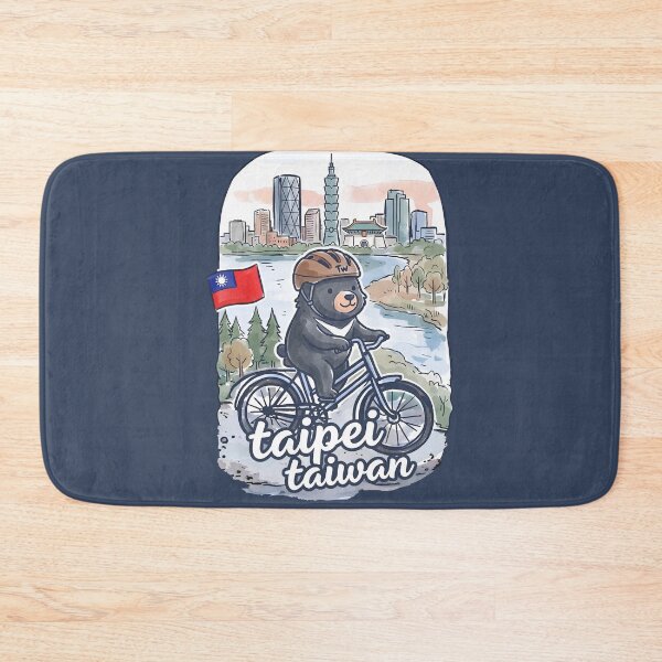 Item preview, Taipei Taiwan Bicycling Bear Cute Cyclist Skyline  designed and sold by HowToCanadian.
