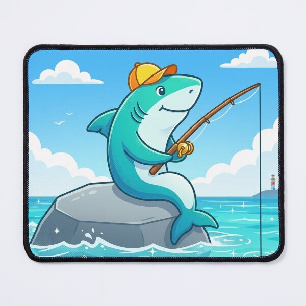 Item preview, Fishing Shark – Whimsical Ocean Humor Design designed and sold by Dogandesighn.
