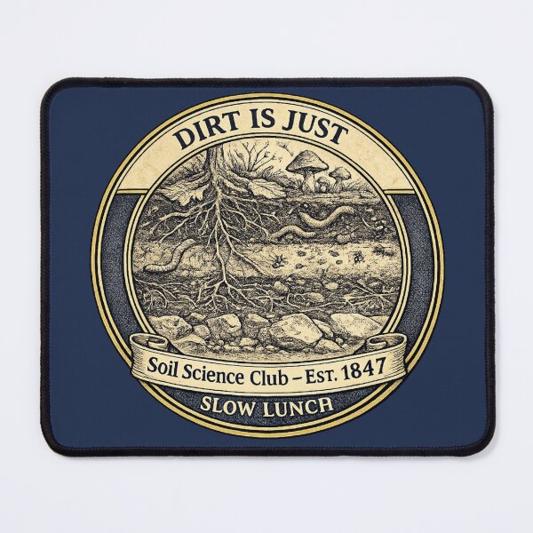 Item preview, Dirt Is Just Slow Lunch Soil Science Club Badge designed and sold by CalmCapy Co.