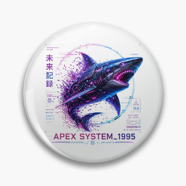Item preview, Apex System 1995 Cyber Shark – Neon Biomechanical Ocean Predator Design designed and sold by FusiTink.