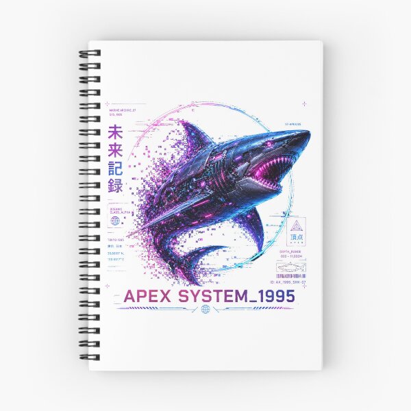 Item preview, Apex System 1995 Cyber Shark – Neon Biomechanical Ocean Predator Design designed and sold by FusiTink.
