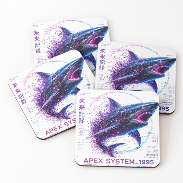 Item preview, Apex System 1995 Cyber Shark – Neon Biomechanical Ocean Predator Design designed and sold by FusiTink.