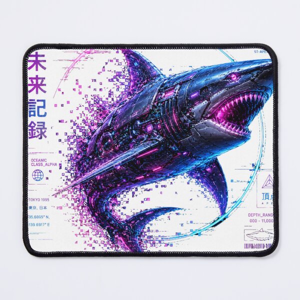 Item preview, Apex System 1995 Cyber Shark – Neon Biomechanical Ocean Predator Design designed and sold by FusiTink.