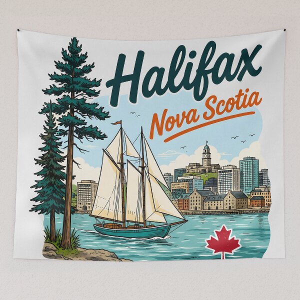 Item preview, Halifax Pride Cute Skyline Blue Landscape With Boat designed and sold by HowToCanadian.