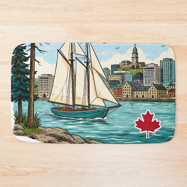 Item preview, Halifax Pride Cute Skyline Blue Landscape With Boat designed and sold by HowToCanadian.