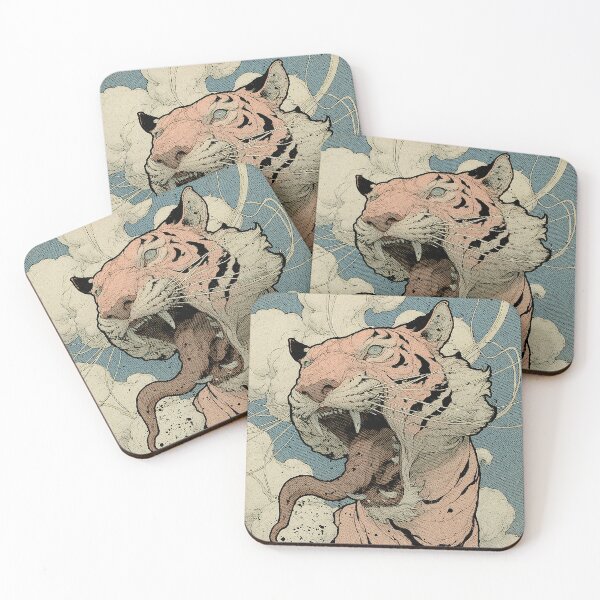 Item preview, Roaring Tiger With Skulls Illustration | Dark Academia Aesthetic Art designed and sold by Qim X Fantasy.